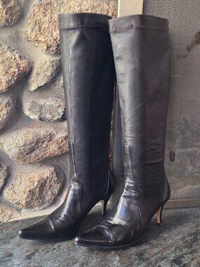 Cole Haan Black Leather High Heel Boots Size 6B